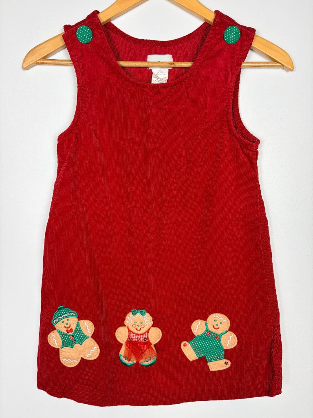 Vintage Rare Editions Girls 6X Christmas Gingerbread Jumper Dress Red Corduroy